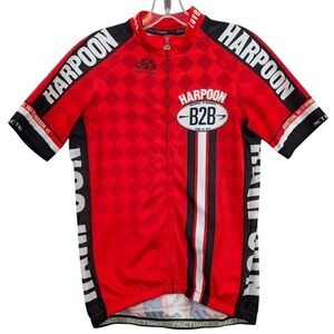 Pactimo Harpoon B2B Cycling Jersey Mens M Biking Red Black Checkered Activewear‎